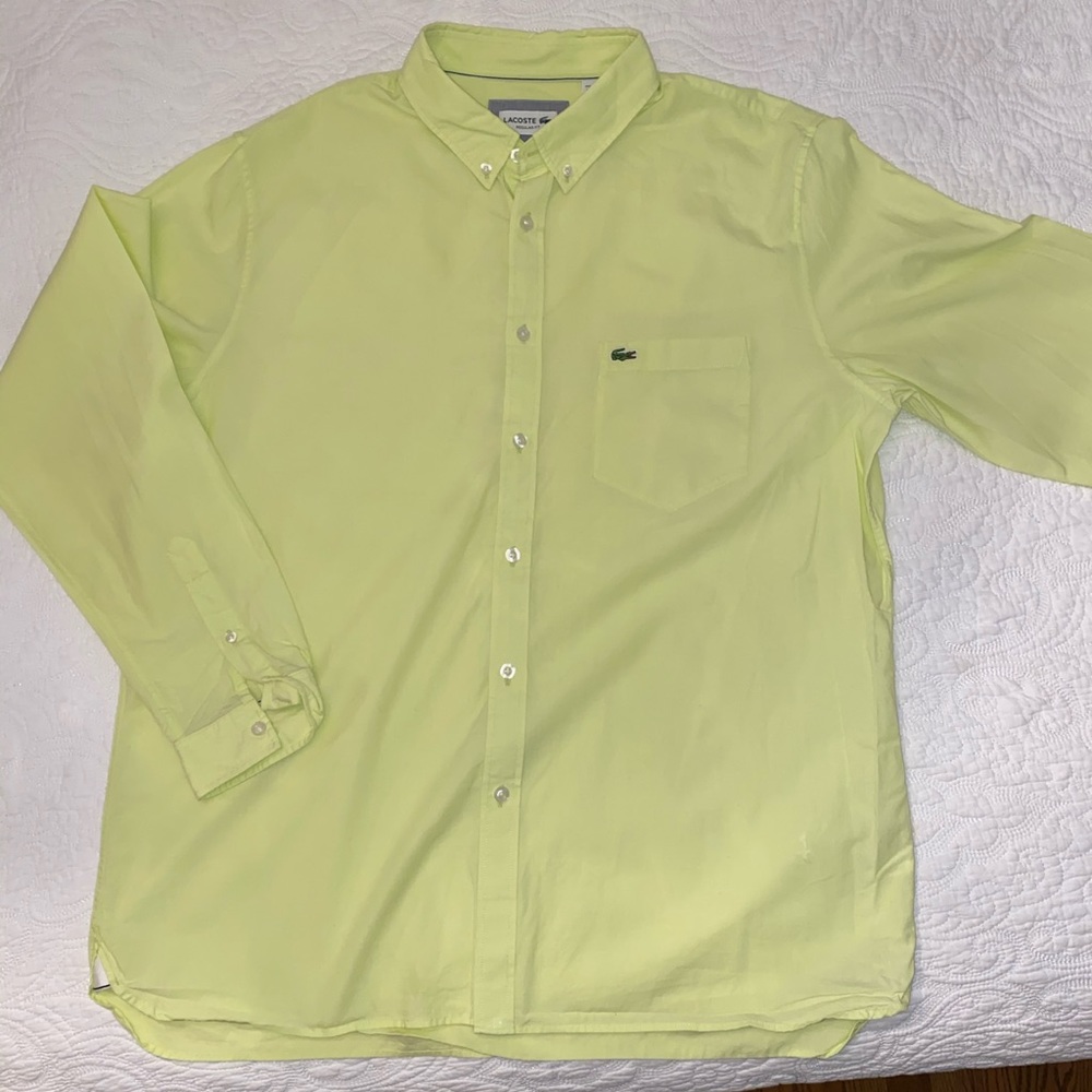 Lacoste Lime Men’s Button Up Shirt🐊XL Regular Fit